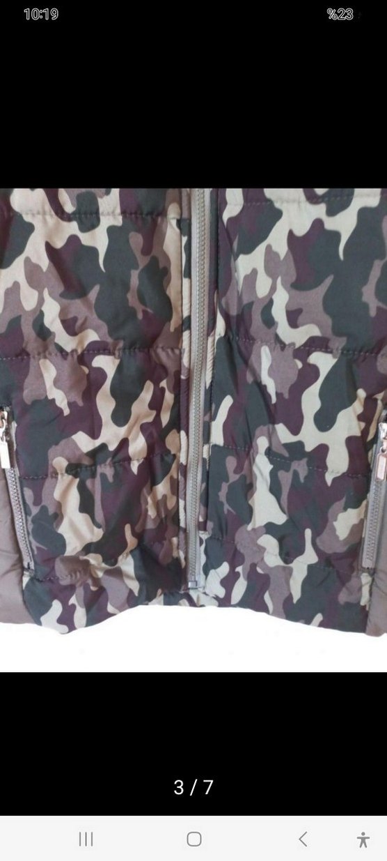 Kadin  kapsonlu kürk detaylı kamuflaj mont - Görsel 3