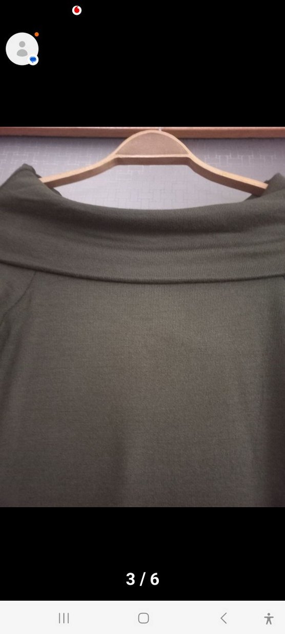 Madonna yaka haki renk dar kesim uzun Elbise - Görsel 3