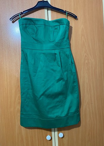 Yeşil Straplez Mini Elbise