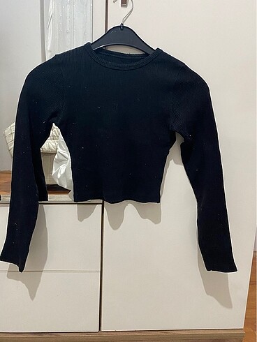 Siyah Crop Bluz