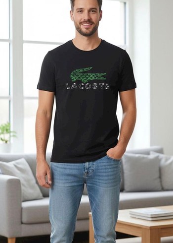 Lacoste Siyah Kisa Kollu Tisort
