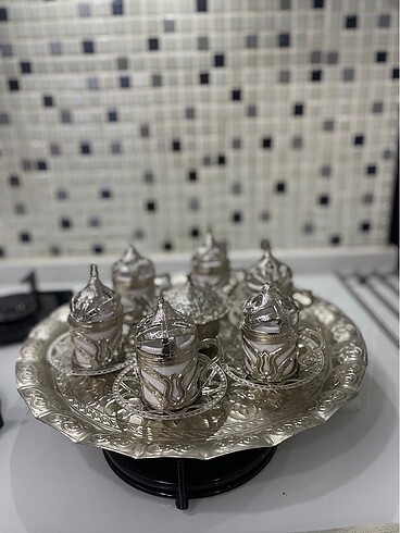 Gümüş kaplama kahve fincan seti