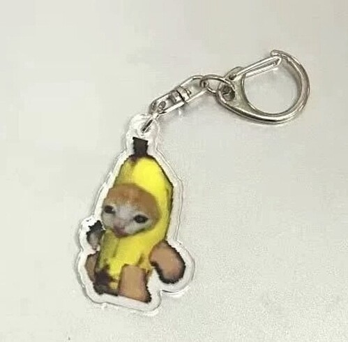 kedi muz mini anahtarlık