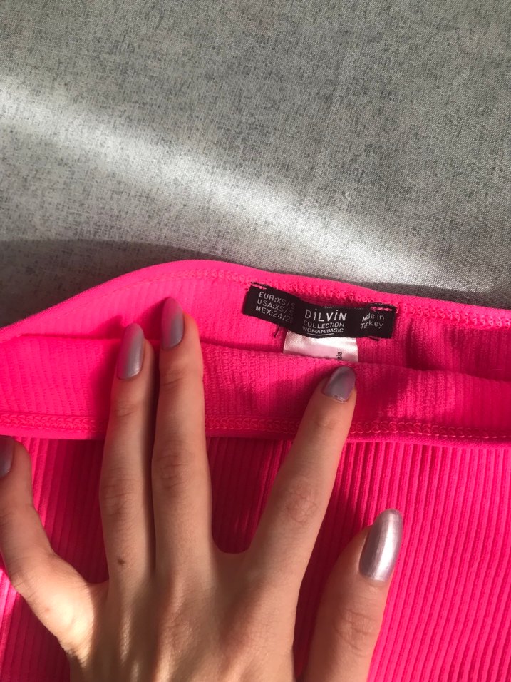 Pembe straplez bluz - Görsel 3