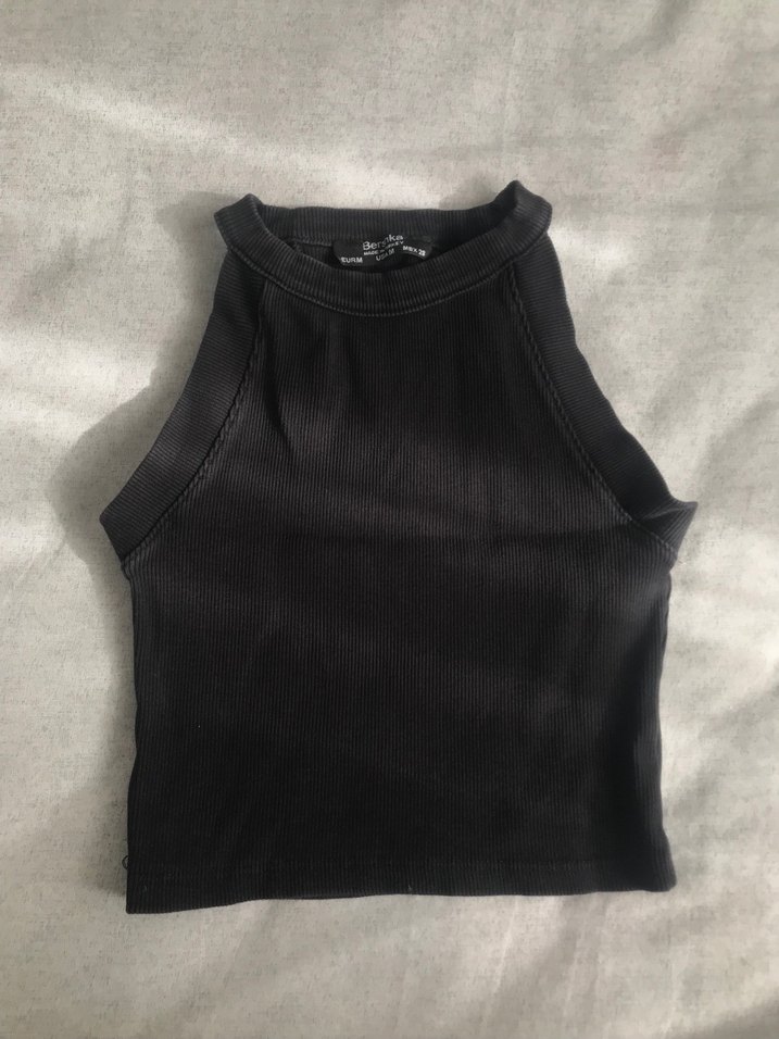 Kadın Siyah sıfır kollu crop - Görsel 2