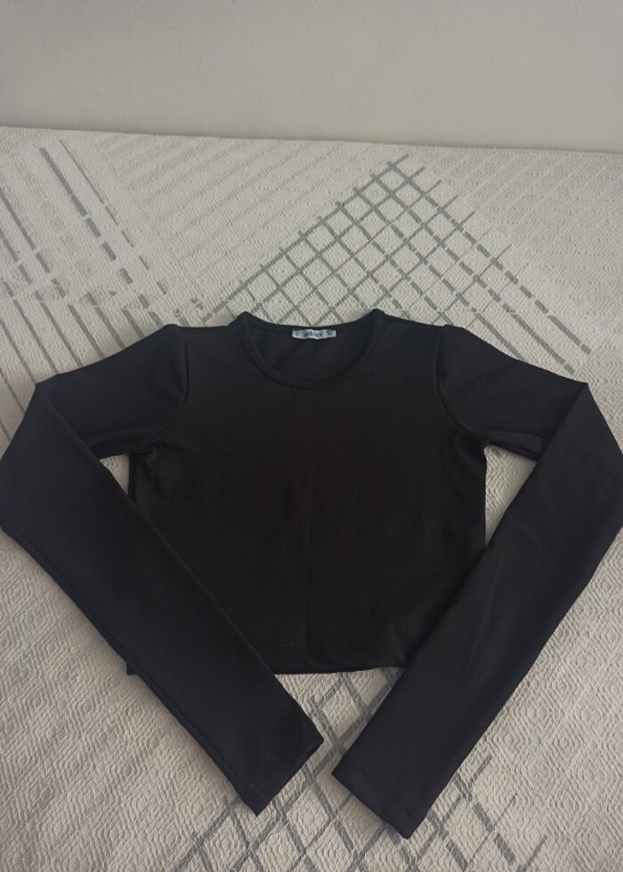 Addax siyah uzun kollu crop - Görsel 2