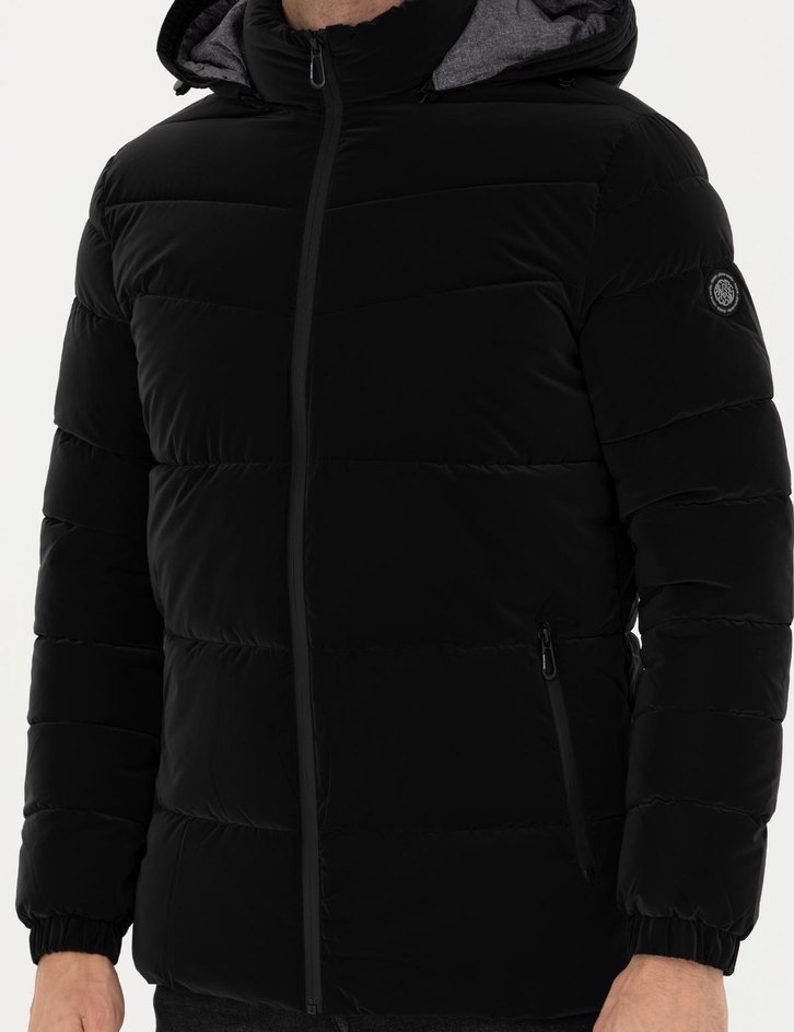 Pierre cardin Siyah Kapüşonlu Erkek Mont - Görsel 2