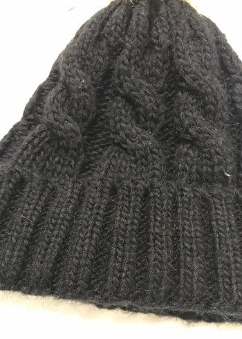 Siyah Örgü Kadın Yün Bere - Görsel 2