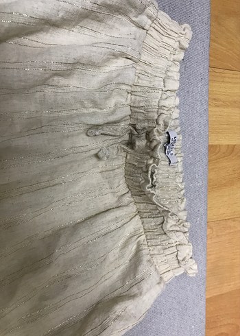 Kız Çocuk Krem Midi Keten Salaş Etek - Görsel 2