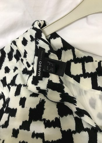 Kısa Kollu Siyah Beyaz Desenli Midi Elbise - Görsel 3