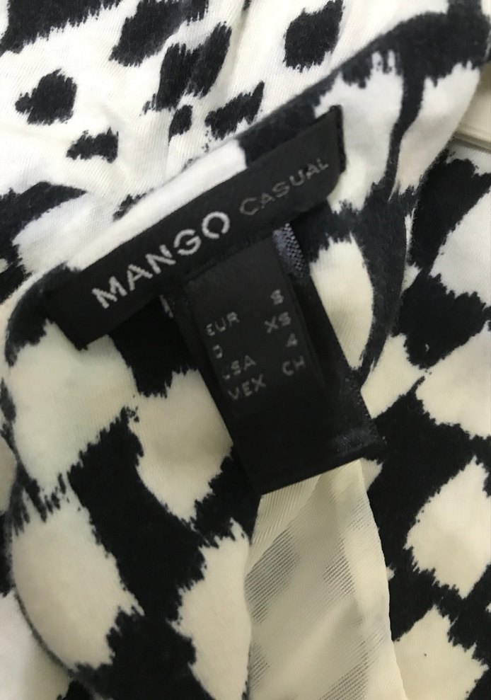 Kısa Kollu Siyah Beyaz Desenli Midi Elbise - Görsel 5