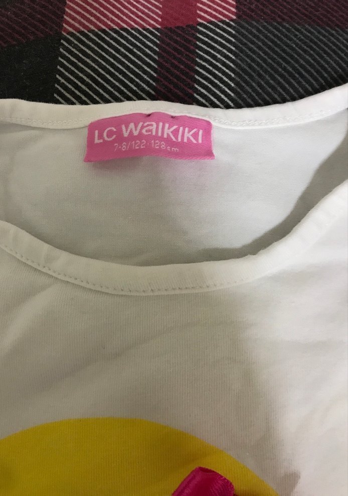 Kız Çocuk Beyaz Baskılı Fırfırlı Tişört - Görsel 2