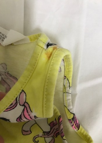 Kız Çocuk Sarı Unicorn Desenli Kolsuz Elbise - Görsel 3