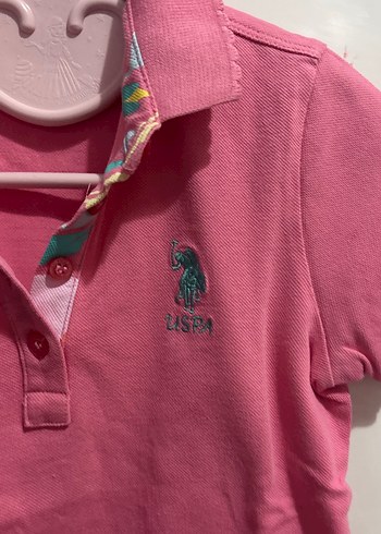 U.S Polo Assn. Kız Çocuk Pembe Düğmeli Polo Tişört
