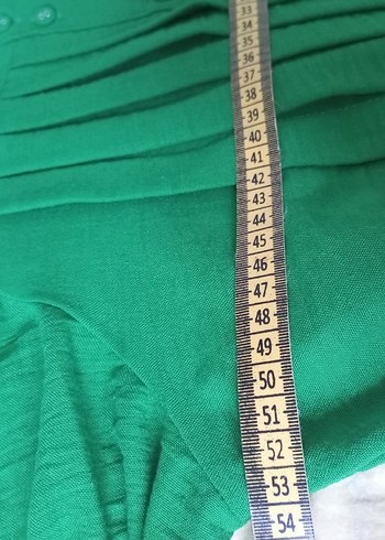 Diğer Düğmeli Yeşil Uzun Kollu Keten Gömlek