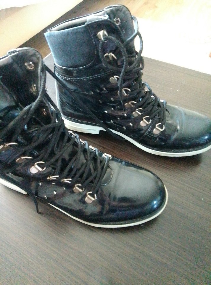 Parlak Siyah Erkek Bağcıklar - Görsel 3