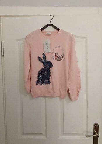Kız Çocuk Pembe Triko Sweatshirt