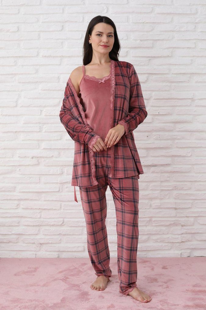 Fransız kadife 3lu takım - Görsel 2