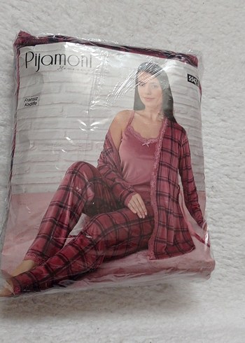 Fransız kadife 3lu sabahlık takım - Görsel 8