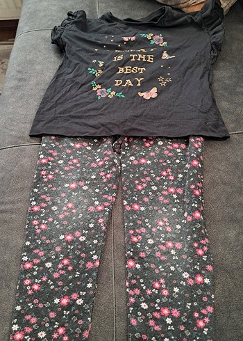 Kız Bebek Kısa Kollu Baskılı Gri Takım - Görsel 2