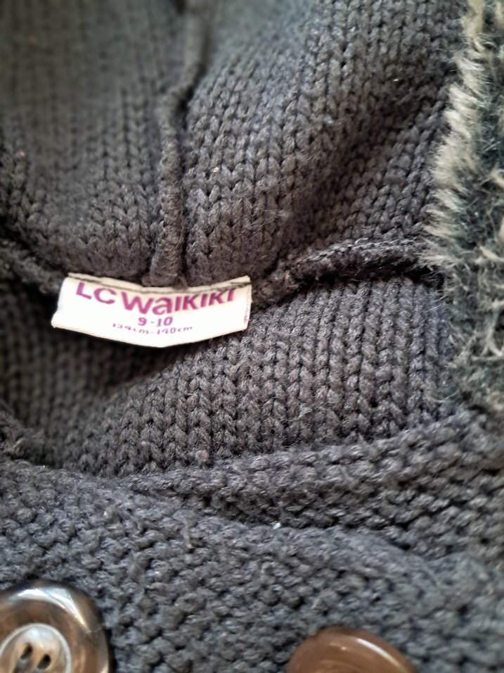 Düğmeli Uzun Gri Kız çocuk Hırka - Görsel 2