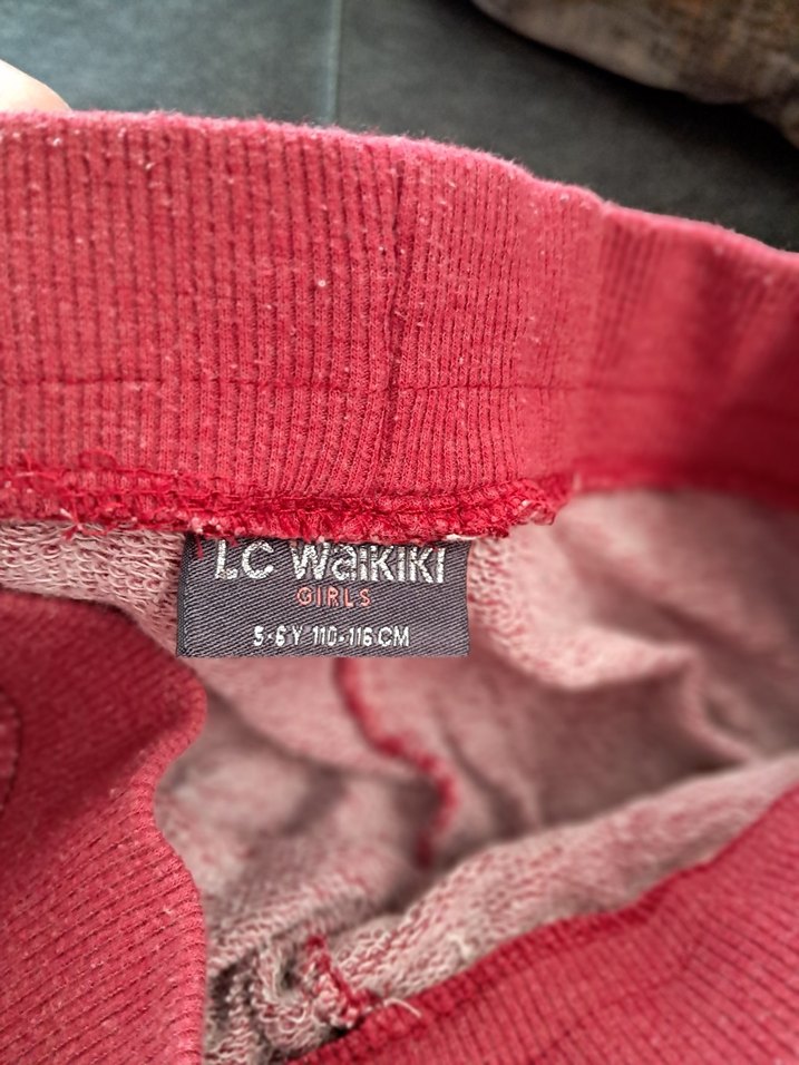 Kız Çocuk Kırmızı Rahat Kesim Eşofman Altı - Görsel 2