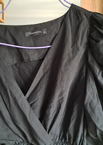 Siyah V Yakalı Midi elbise - Görsel 3