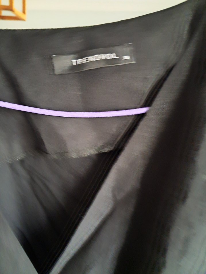 Siyah V Yakalı Midi elbise - Görsel 4