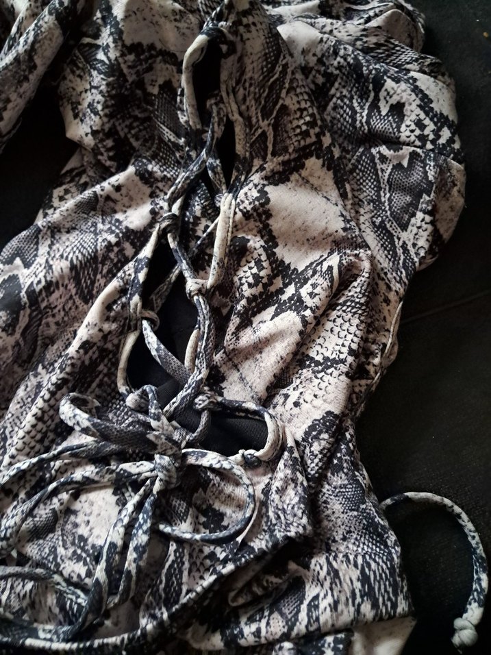 Yılan Desenli Kadın Monokini Fermuarlı - Görsel 3