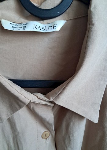 Bej Uzun Kollu Keten Gömlek - Görsel 3