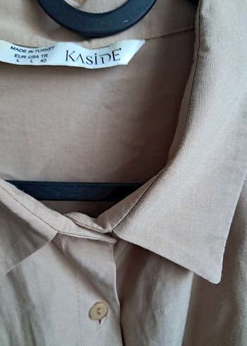 Bej Uzun Kollu Keten Gömlek - Görsel 4
