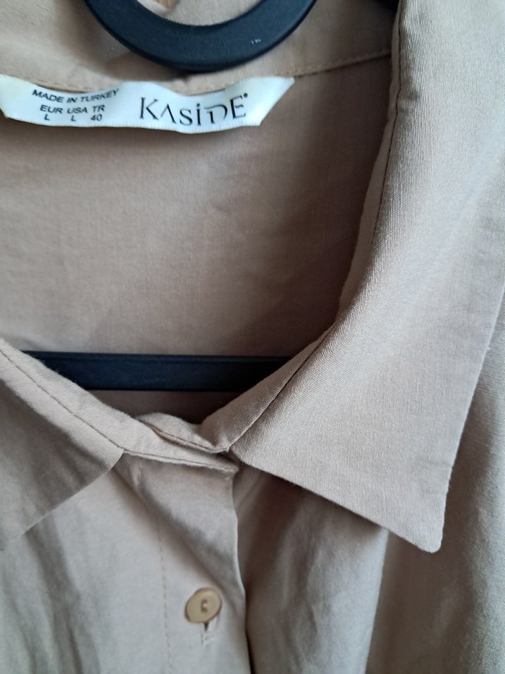 Bej Uzun Kollu Keten Gömlek - Görsel 4
