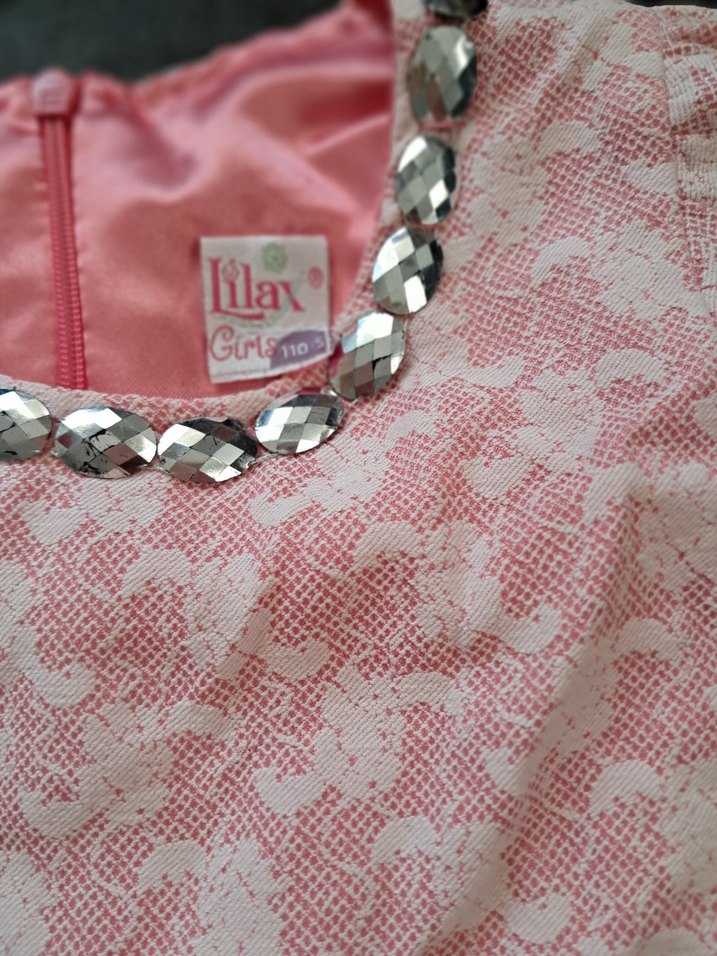 Kız Çocuk Pembe Dantel Detaylı Elbise - Görsel 2