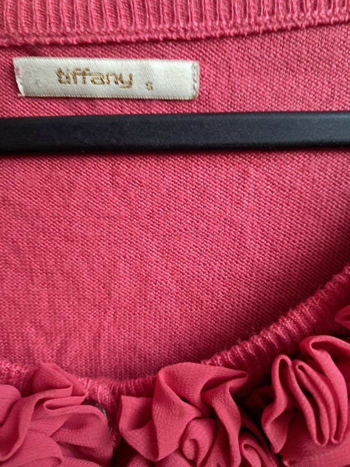 Pembe Uzun Kollu Düğmeli Triko Hırka - Görsel 4