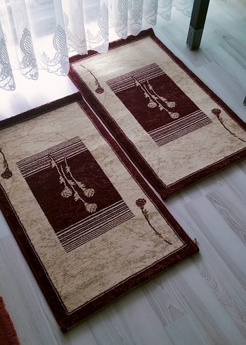 Bordo Baskılı Klasik Yün Halı Takımı