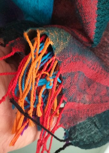 Kadın Çok Renkli Bohem Drape Şal - Görsel 7