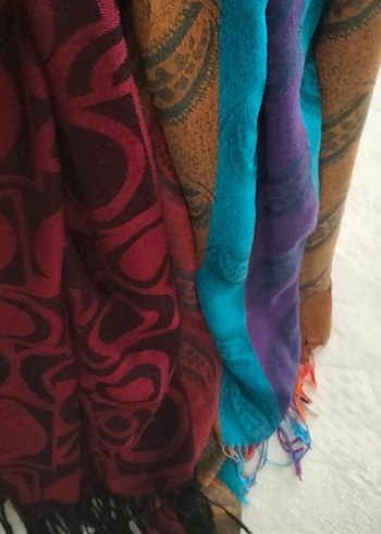 Kadın Çok Renkli Bohem Drape Şal - Görsel 10