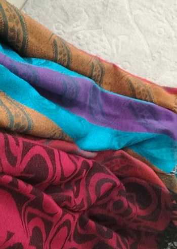 Kadın Çok Renkli Bohem Drape Şal - Görsel 9