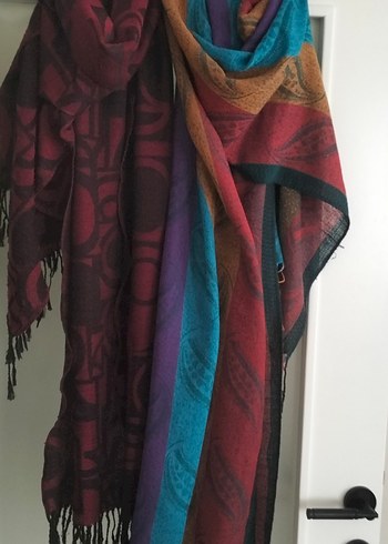 Kadın Çok Renkli Bohem Drape Şal - Görsel 5