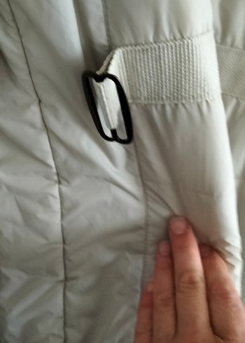 Bej Uzun Düğmeli Kadın Kışlık Mont - Görsel 6