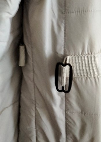 Bej Uzun Düğmeli Kadın Kışlık Mont - Görsel 7