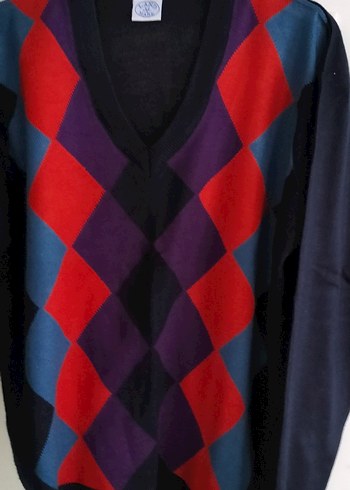 Desenli V Yaka Yün Kazak - Görsel 2