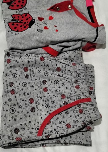 Baskılı Gri Kadın Uzun Pijama Takımı - Görsel 6