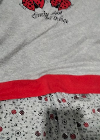 Baskılı Gri Kadın Uzun Pijama Takımı - Görsel 5