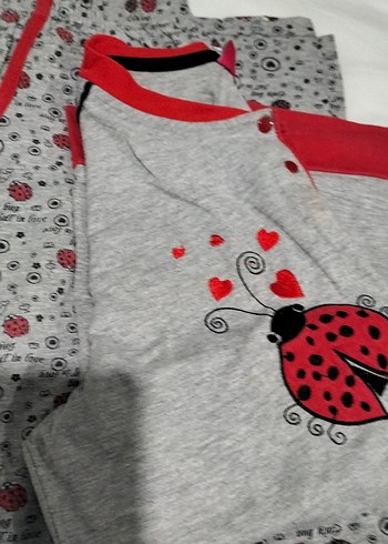 Baskılı Gri Kadın Uzun Pijama Takımı - Görsel 2