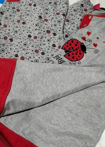 Baskılı Gri Kadın Uzun Pijama Takımı - Görsel 3