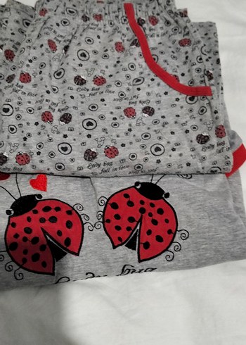 Baskılı Gri Kadın Uzun Pijama Takımı - Görsel 7