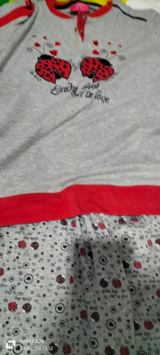 Baskılı Gri Kadın Uzun Pijama Takımı - Görsel 5