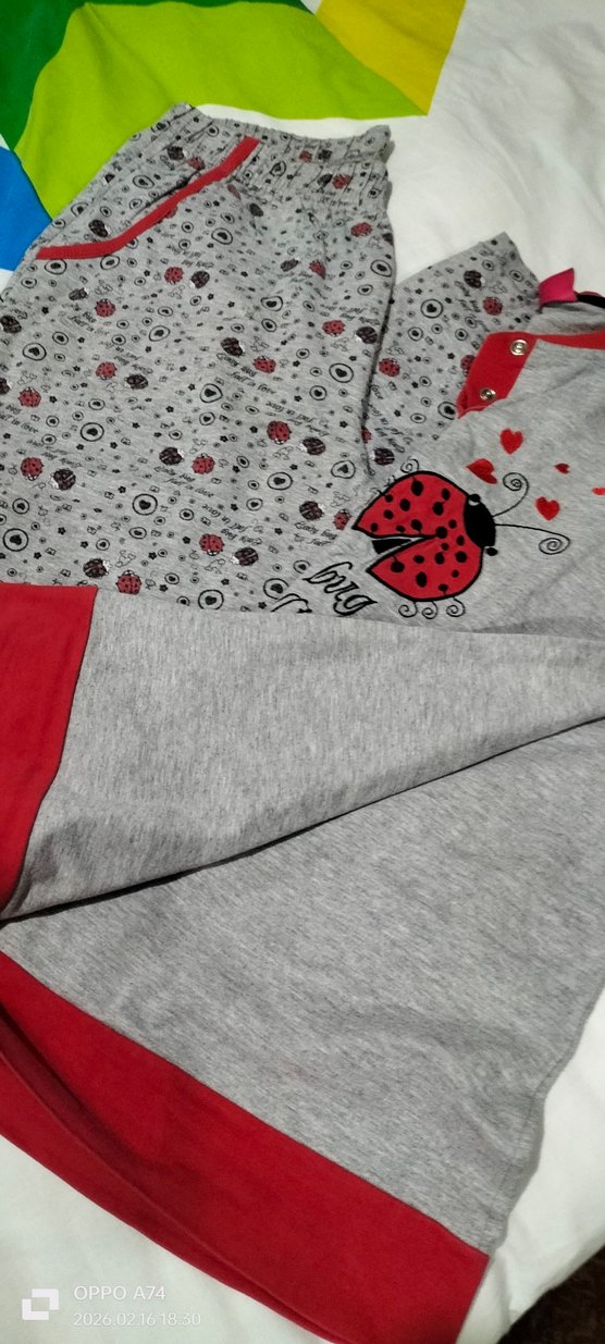 Baskılı Gri Kadın Uzun Pijama Takımı - Görsel 3