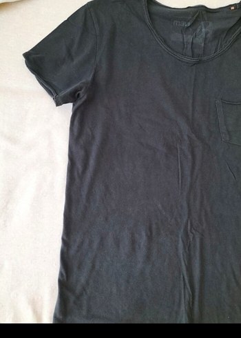 Erkek Siyah Keten Kısa Kollu Tişört - Görsel 2